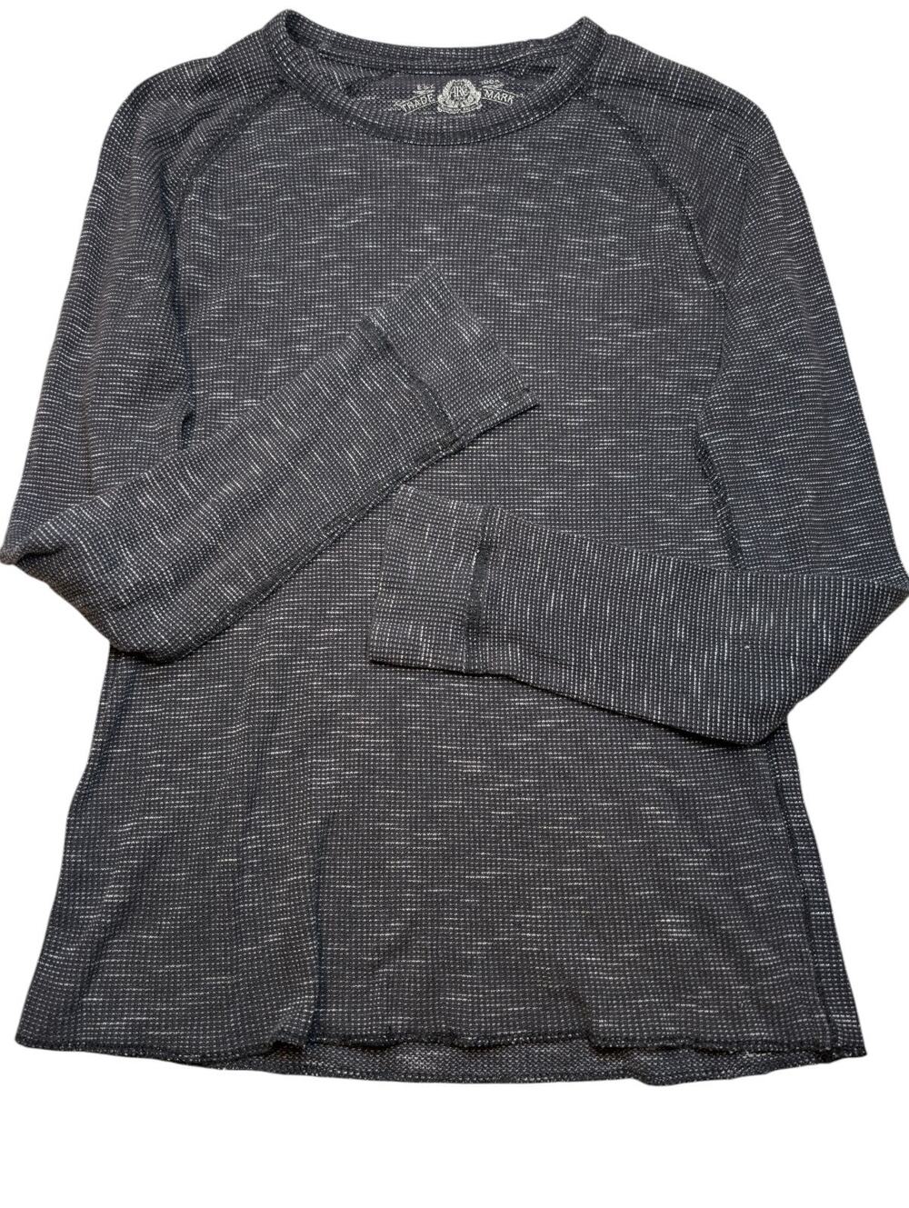 American Rag Womens Thermal Shirt Small Gray Long Sleeve Classic Crew Neck